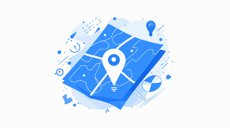 Navigation map icon. Flat vector illustration. Navigation concept. Can be used for web design, infographics, hero images.のイラスト素材