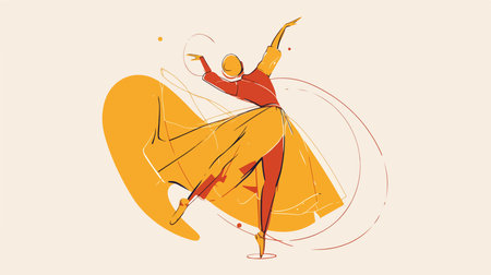 Dancing ballerina in a flat style. Vector illustration.のイラスト素材