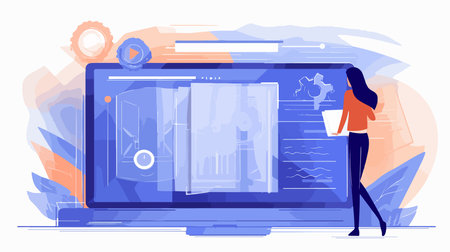 Website development concept vector illustration. Cartoon flat graphic design of website development and programming.のイラスト素材