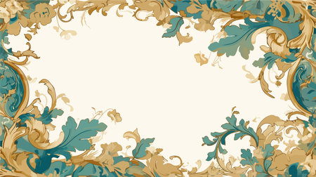 Vintage baroque frame with floral ornament. Vector illustration.のイラスト素材