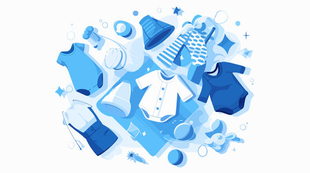 Vector illustration of a collage of clothes on a white background.のイラスト素材