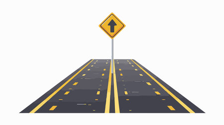 Road sign on the road. Vector illustration in a flat style.のイラスト素材