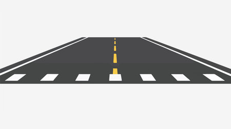 Asphalt road with markings. Vector illustration in flat design style.のイラスト素材
