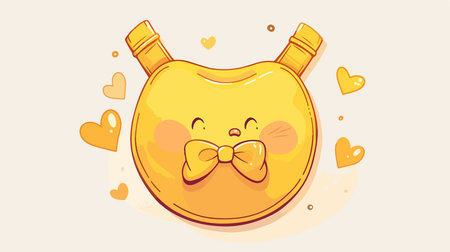 Cute kawaii yellow baby bib with bow. Vector illustration.のイラスト素材