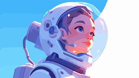 Astronaut girl in spacesuit. Vector illustration in cartoon styleのイラスト素材