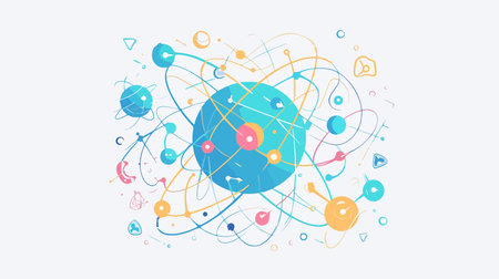 Abstract colorful background with globe and circles. Vector illustration. Eps 10のイラスト素材