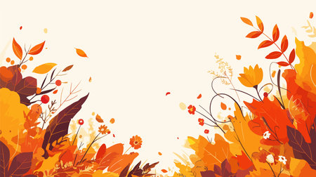 Autumn background with leaves and flowers. EPS 10 vector file includedのイラスト素材