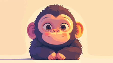 Vector illustration of a cute monkey on a light background. Cartoon style.のイラスト素材