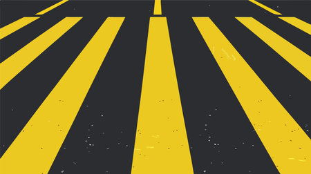 Vector illustration of a yellow and black zebra crossing on a dark backgroundのイラスト素材