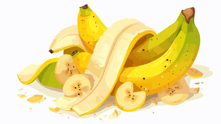 Banana isolated on white background. Vector illustration in cartoon style.のイラスト素材