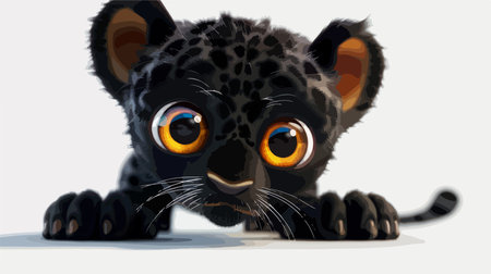 Cheetah with big eyes. Cartoon character. Vector illustration.のイラスト素材