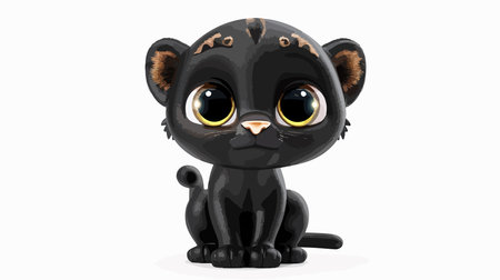 Cute cartoon black panther isolated on white background. Vector illustration.のイラスト素材