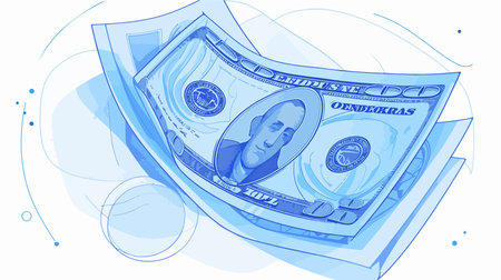 Illustration of a pack of dollars on a white background. Vector illustrationのイラスト素材