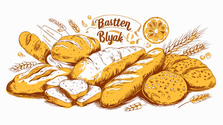 Bread and bakery products graphic design, vector illustration eps10のイラスト素材