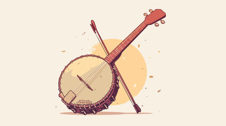 Banjo. Hand drawn vector illustration of a banjo. Musical instrument.のイラスト素材