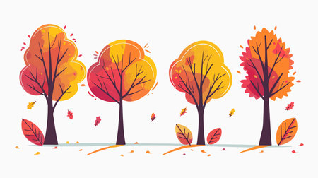Autumn trees design, season nature ornament garden decoration and botany theme Vector illustrationのイラスト素材