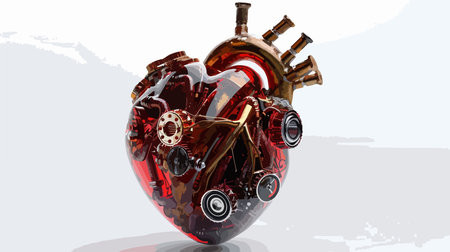 3d rendering of a red heart with gears and cogwheelsのイラスト素材