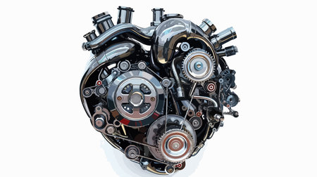 3d rendering of a car engine isolated on white background with clipping path