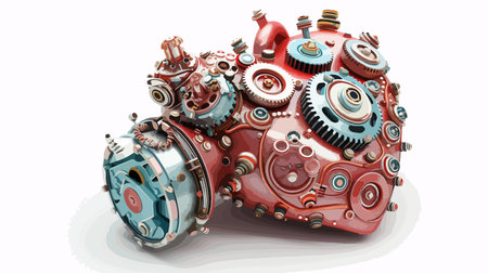 3d rendering of a three-dimensional model of a car engineのイラスト素材