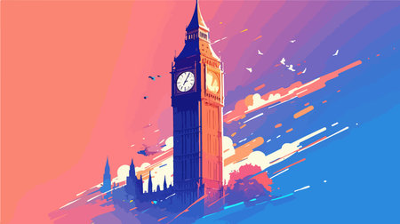 Big Ben, London, United Kingdom. Vector illustration in flat styleのイラスト素材