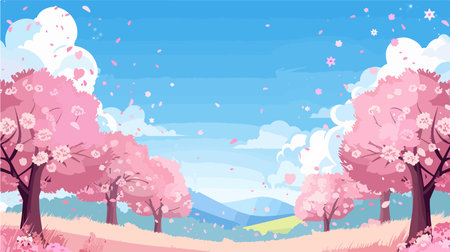 Cherry blossom season background vector illustration. Spring and summer season.のイラスト素材