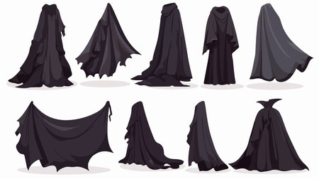 Set of black vampire costumes isolated on white background. Vector illustration.のイラスト素材