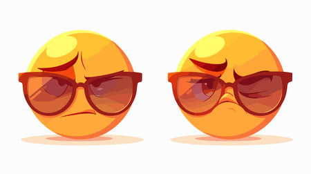 Smiley emoticon with sunglasses. Vector illustration in cartoon style.のイラスト素材