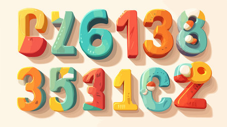 Colorful cartoon alphabets set with numbers. Vector illustrationのイラスト素材