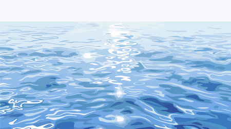 Blue sea water surface with ripples and waves. Vector illustration.のイラスト素材