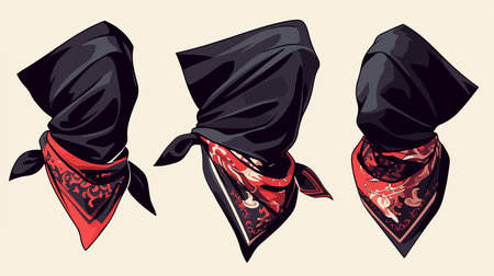 Set of black chef's hats. Vector illustration in retro style.のイラスト素材