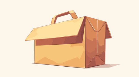 Illustration of brown paper box on white background. Vector illustration.のイラスト素材