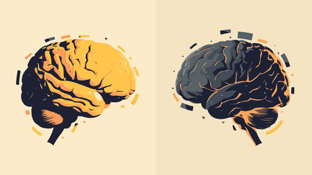 Human brain. Brainstorming concept. Vector illustration in retro style.のイラスト素材