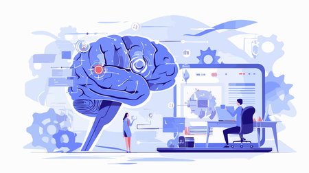 Brainstorming concept. Brainstorming, brainstorming, teamwork. Vector illustration in a flat styleのイラスト素材