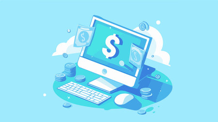 Money online concept vector illustration. Flat design modern style vector illustration.のイラスト素材