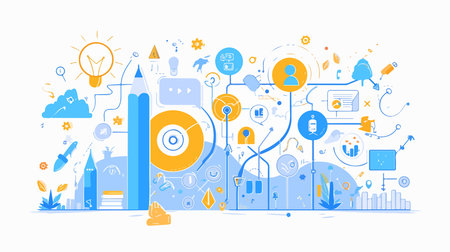Modern flat design vector illustration concept of creative process, brainstorming, brainstorming, innovation and creativity. Creative business idea.のイラスト素材