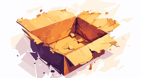 Illustration of an open cardboard box on a white background. Vector illustrationのイラスト素材