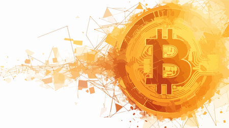Bitcoin digital currency. Cryptocurrency abstract background. Vector illustration.のイラスト素材