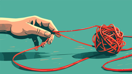 Hand Detangling a Tangled Ball of Yarn, Concept of Unraveling Complexity
