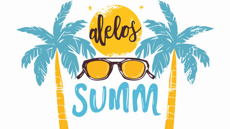 Summertime Adventure: Farewell School, Hello Sunglasses and Sun-drenched Days with a Palのイラスト素材