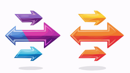 Comprehensive Set of Directional Arrow Icons for Navigation and Guidanceのイラスト素材