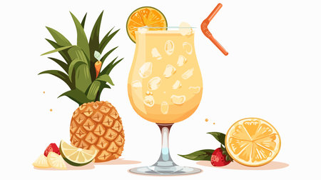 Delicious Pina Colada with White Background for Restaurants and Barsのイラスト素材