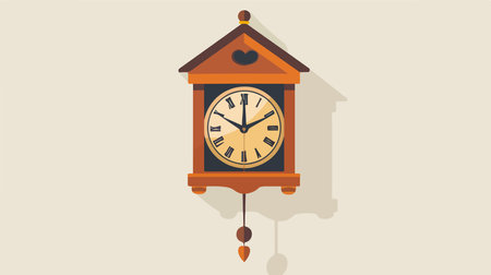 Antique Wall Clock with Ornate Pendulum on Light Backgroundのイラスト素材