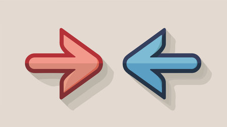 Left and Right Directional Arrows on a White Background for Presentation Slidesのイラスト素材