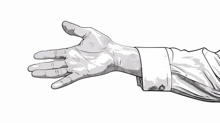 Monochrome Hand Clutching an Unidentified Object in White Shirtのイラスト素材