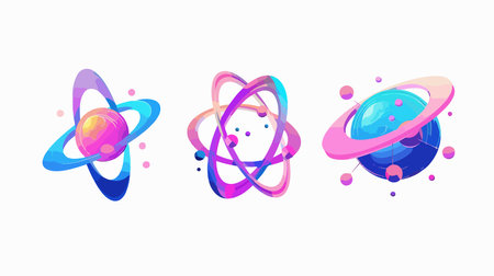 Three-Dimensional Atom Icon in Neumorphic Design for Business Projectsのイラスト素材