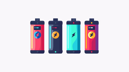 Battery Four White Background User Interface Sign