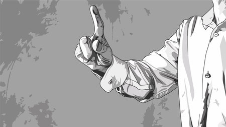 Black and White Photo of a Hand Making the "Ok" Gesture in a White Shirtのイラスト素材