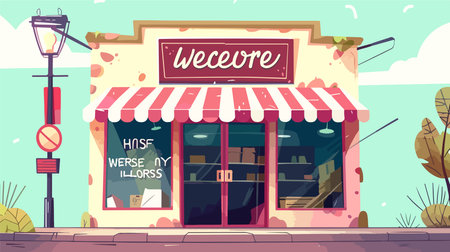 Modern Store Business Signboard Vector Graphic with Welcome Textのイラスト素材