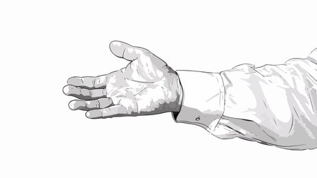 Black and White Hand Gesturing While Wearing a White Shirtのイラスト素材
