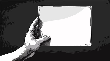 Hand Holding Blank Paper Sheetのイラスト素材
